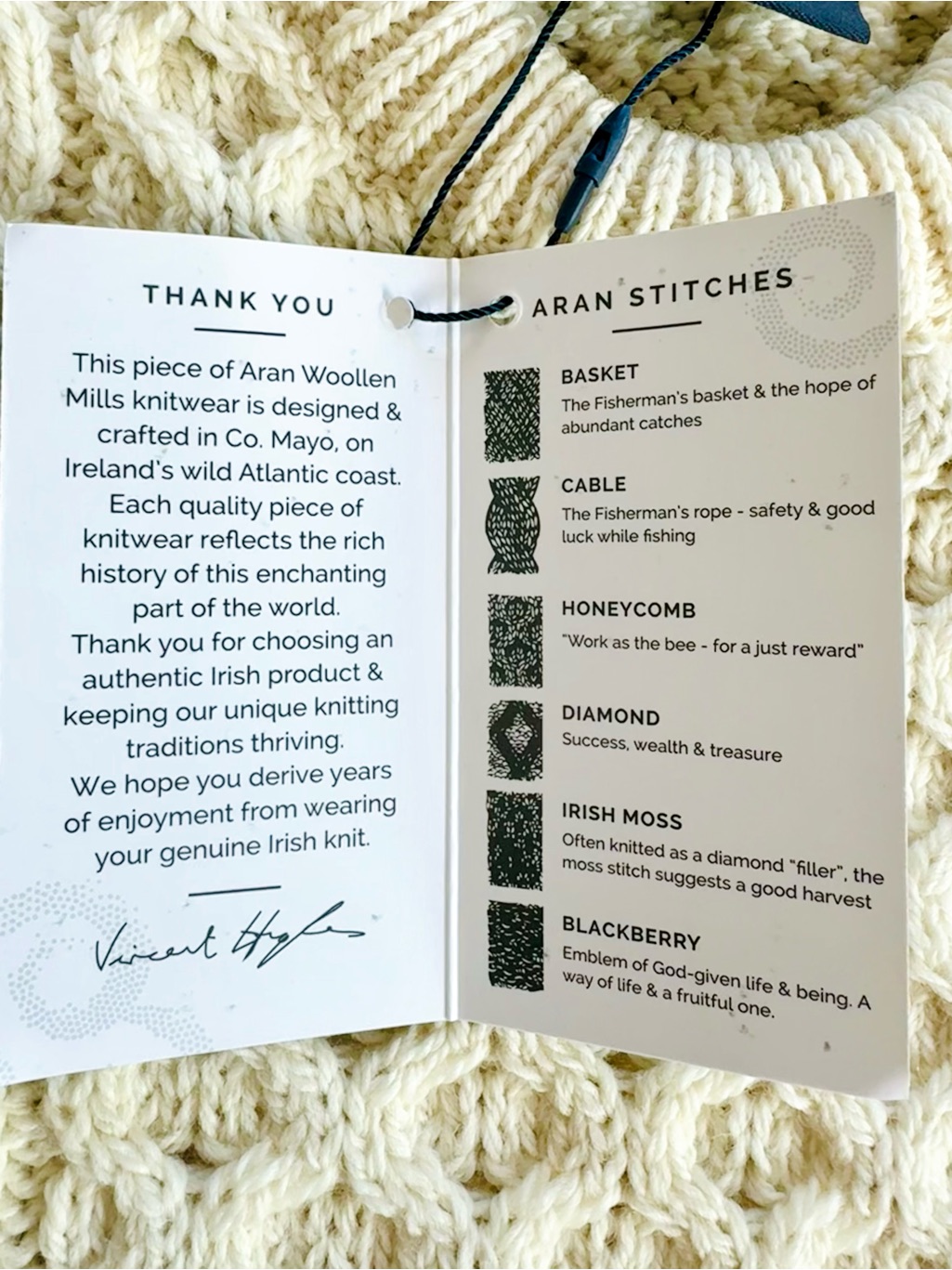 Aran Irish Nwt Xxl 100% Merino Wool Men's Cream Cable Knit Sweater $140 Retail — image 7 of 7